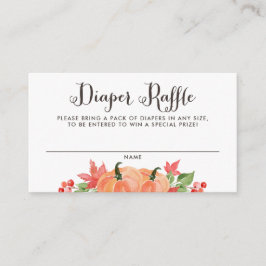 Vattenfärgspumpkin och Maple Löv Diaper Raffle Tilläggskort