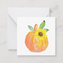 Vattenfärgspumpkin och solros anteckningskort
