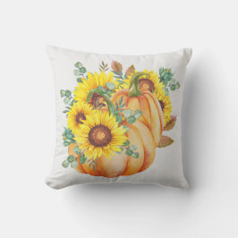 Vattenfärgspumpkin och Solros Bouquet Pillow Kudde