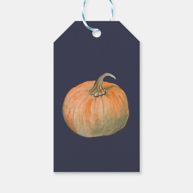 Vattenfärgspumpkin Presentetikett (Framsidan)