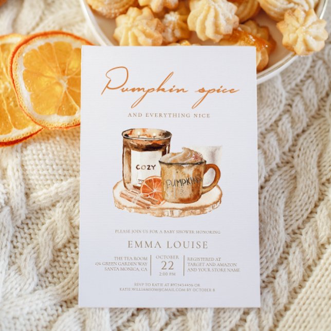Vattenfärgspumpkin Spice Baby Shower Inbjudningar (Skapare uppladdad)