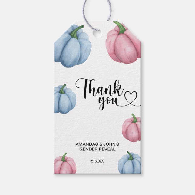 Vattenfärgspumpkin - tack för att genderna visas presentetikett (Framsidan)