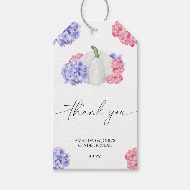 Vattenfärgspumpkin - tack för att genderna visas presentetikett (Framsidan)