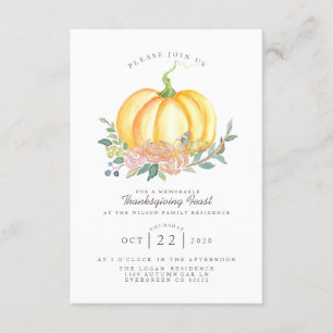 Vattenfärgspumpkin   THANKSGIVING Inbjudningar