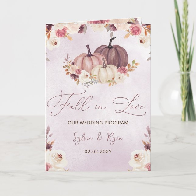 Vattenfärgspumpor Fall Wedding Program (Framsida)