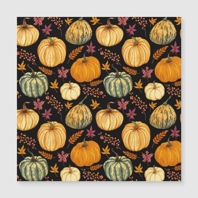 Vattenfärgspumpor: Höstsömlös Mönster. (Framsida)