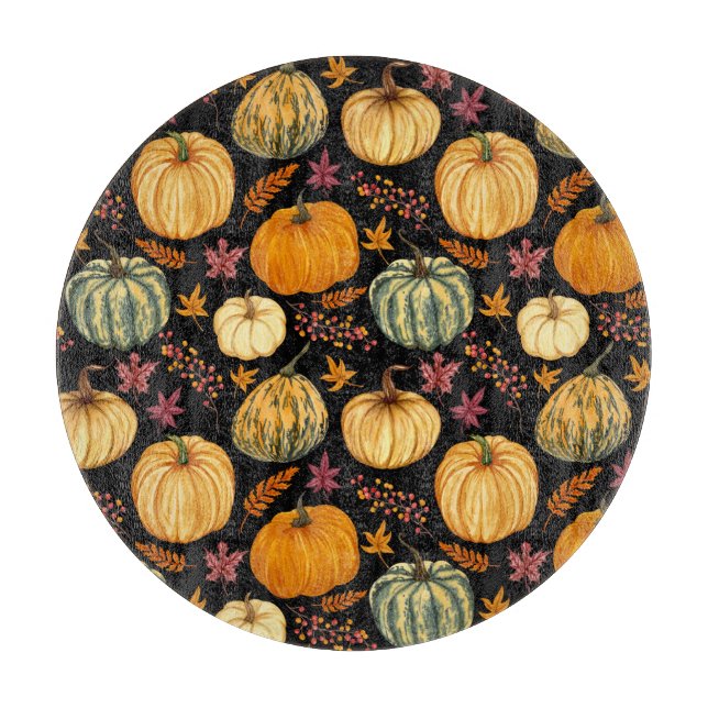 Vattenfärgspumpor: Höstsömlös Mönster. (Framsidan)