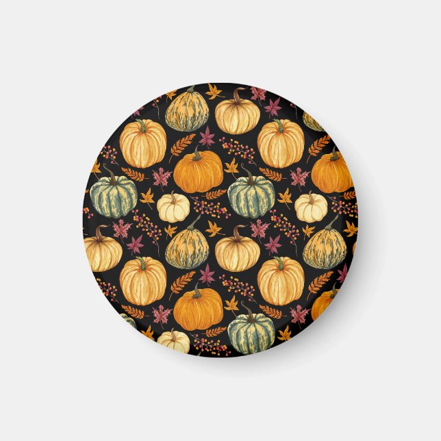 Vattenfärgspumpor: Höstsömlös Mönster. Magnet (Framsidan)