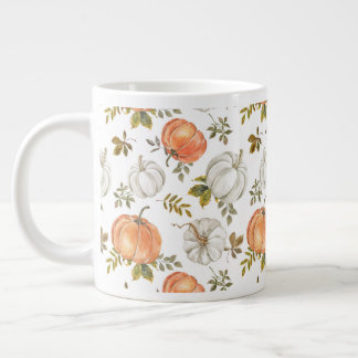 Vattenfärgspumpor och Foliage Autumn Mönster Jumbo Mugg