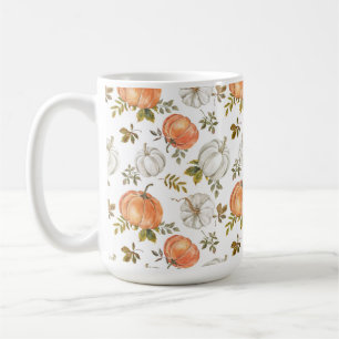 Vattenfärgspumpor och Foliage Autumn Mönster Kaffemugg