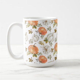 Vattenfärgspumpor och Foliage Autumn Mönster Kaffemugg