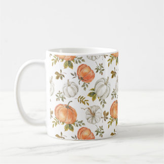 Vattenfärgspumpor och Foliage Autumn Mönster Kaffemugg