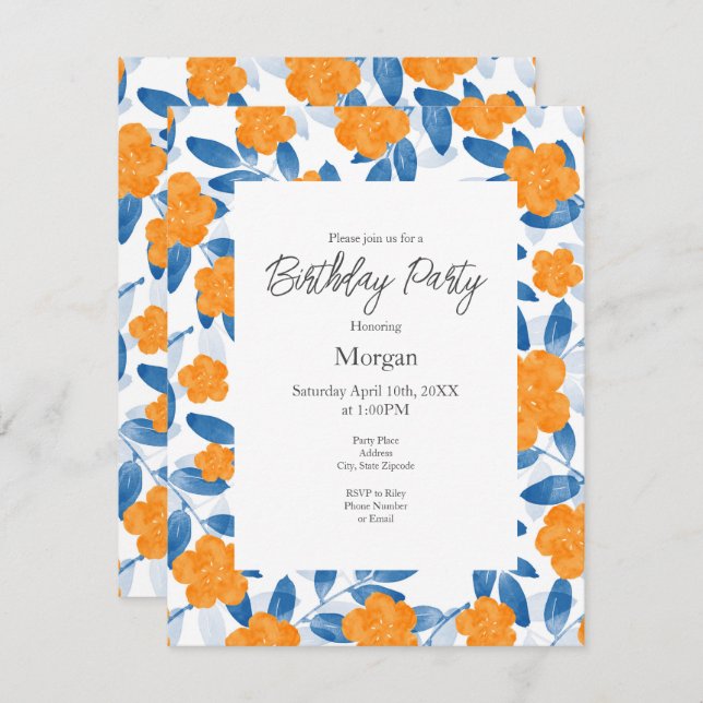 Vattenfärgspumpor och Löv Mönster Inbjudningar (Fram/baksida)