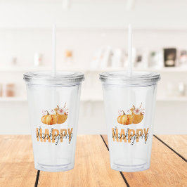 Vattenfärgspumpor och Orange Happy thanksgiving Take Away Mugg