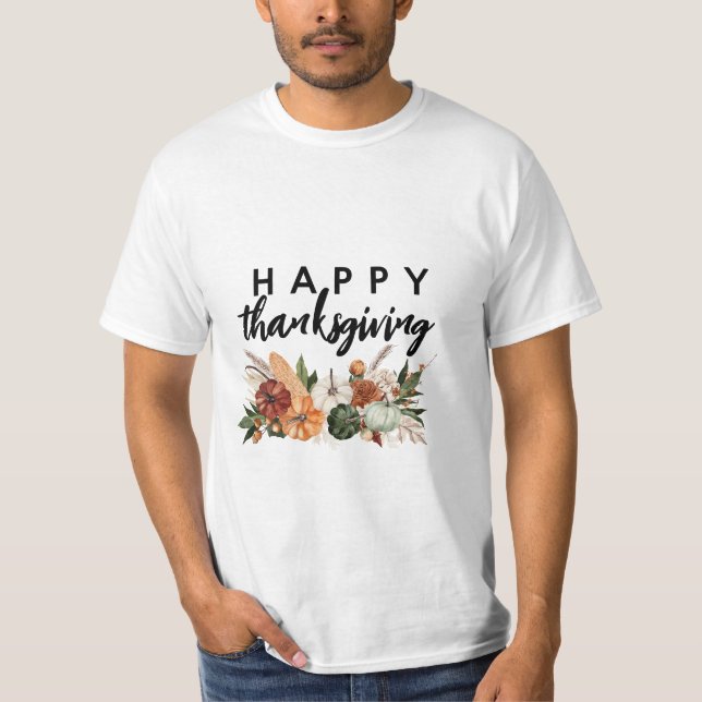 Vattenfärgspumpor skörd happy thanksgiving t shirt (Framsida)