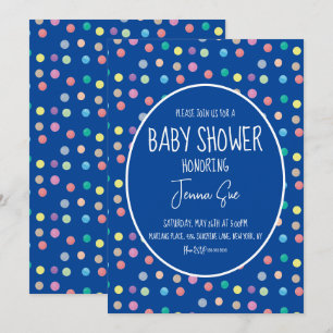 Vattenfärgspunkter Målade Baby Shower Inbjudningar