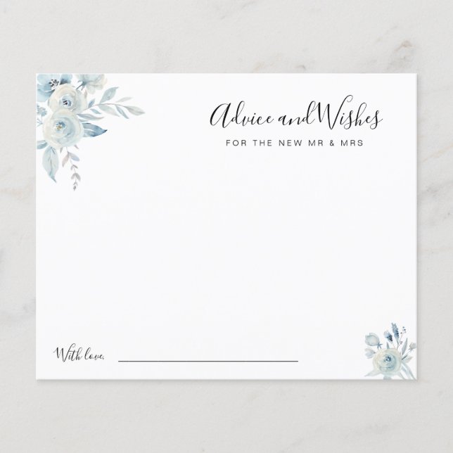 vattenfärgsråd för blåa blommor och önskemål-kort (Framsida)