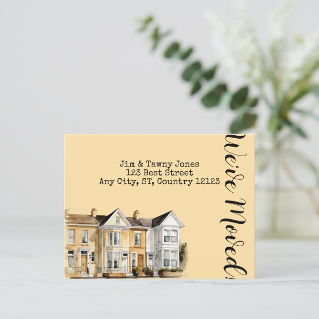 Vattenfärgsrad för bostadshus Förändring av Adress Vykort (Stående Fram)