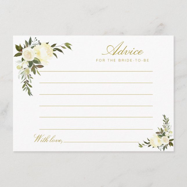 vattenfärgsråd för elfenben blommigt rådkort (Framsida)