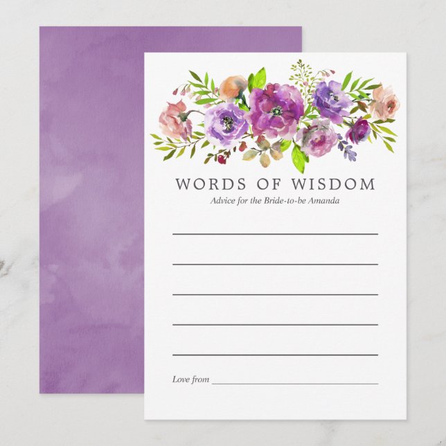 Vattenfärgsråd för vår Möhippa Blommigt Inbjudningar (Fram/baksida)