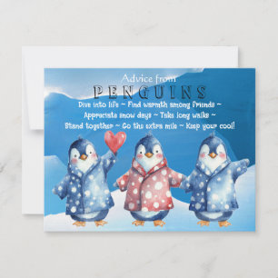 Vattenfärgsråd från Penguins platta hälsningskort Inbjudningar