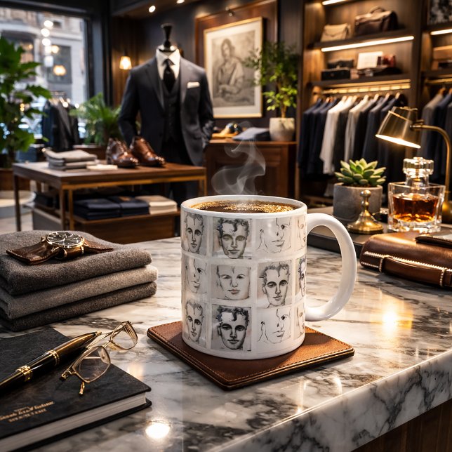 Vattenfärgsrad teckning i manar kaffemugg (Skapare uppladdad)