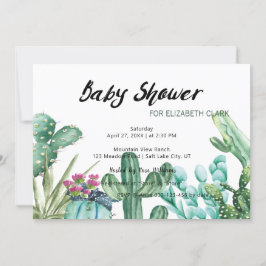 Vattenfärgsräknare och Succulent Baby Shower Inbjudningar