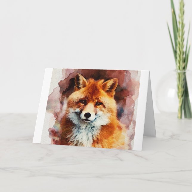 vattenfärgsräv kort (Framsida)