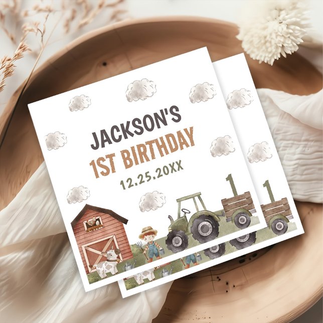 Vattenfärgsreaktor Farm 1:a födelsedag Pappersservett (Skapare uppladdad)