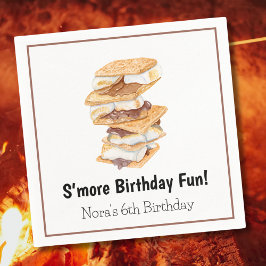 Vattenfärgsrealistiska S-mores 6e Birthday Pappersservett