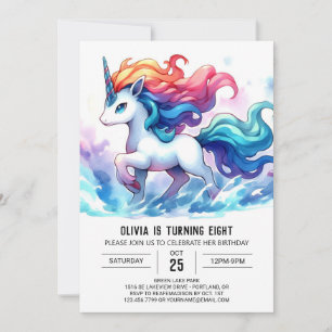 Vattenfärgsredigerbar Horse Birthday Inbjudningar