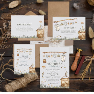 Vattenfärgsreglage Roligt Fiske efter babyskor Tack Kort