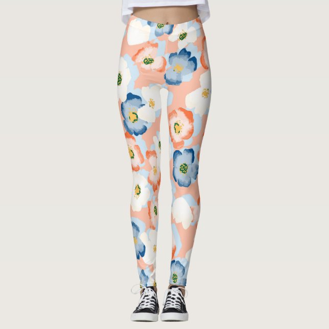 Vattenfärgsregn: Vintage Mönster Leggings (Framsida)