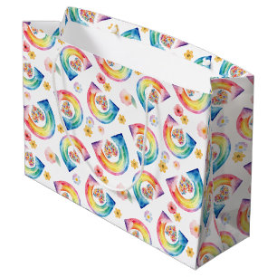 Vattenfärgsregnavets Blommigt Heart Gift Bag