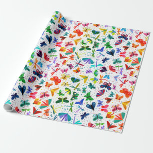Vattenfärgsregnbåge Butterflies Kids Wrapping Papp Presentpapper