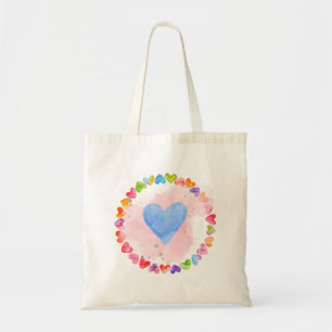 Vattenfärgsregnbåge Heart Bag Tygkasse