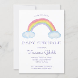 Vattenfärgsregnbåge och regndroppar Baby Sprinkle Inbjudningar