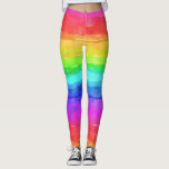 Vattenfärgsregnbåge, Rand design Leggings<br><div class="desc">Vågrät Randens mönsterlagning av vattenfärgsregn för regnbåge</div>
