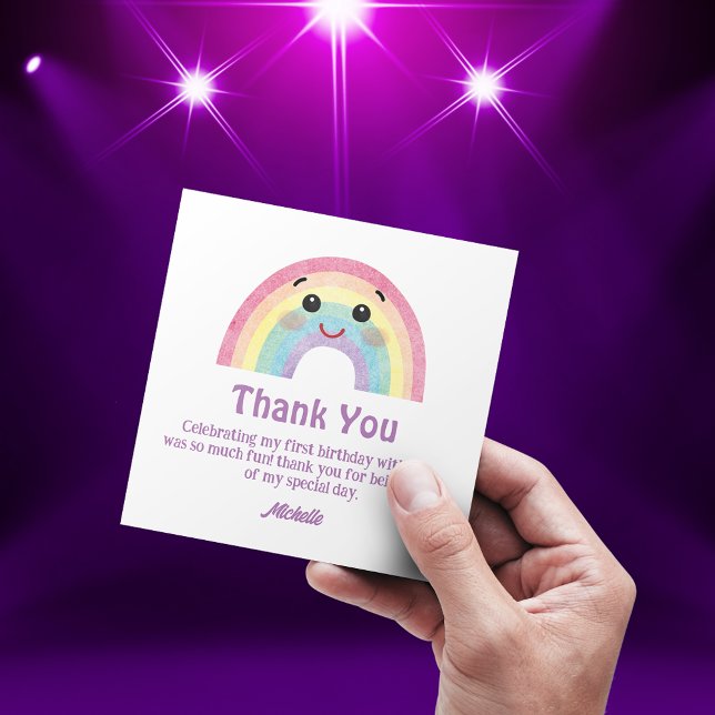 vattenfärgsregnbåge tack för att du är flicka 1 år anteckningskort (Skapare uppladdad)