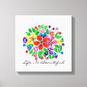 Vattenfärgsregnbågsblommor Canvastryck