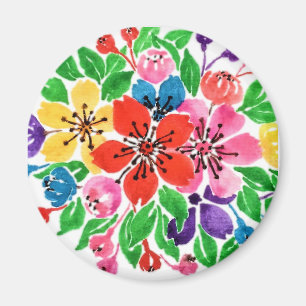 Vattenfärgsregnbågsblommor Magnet
