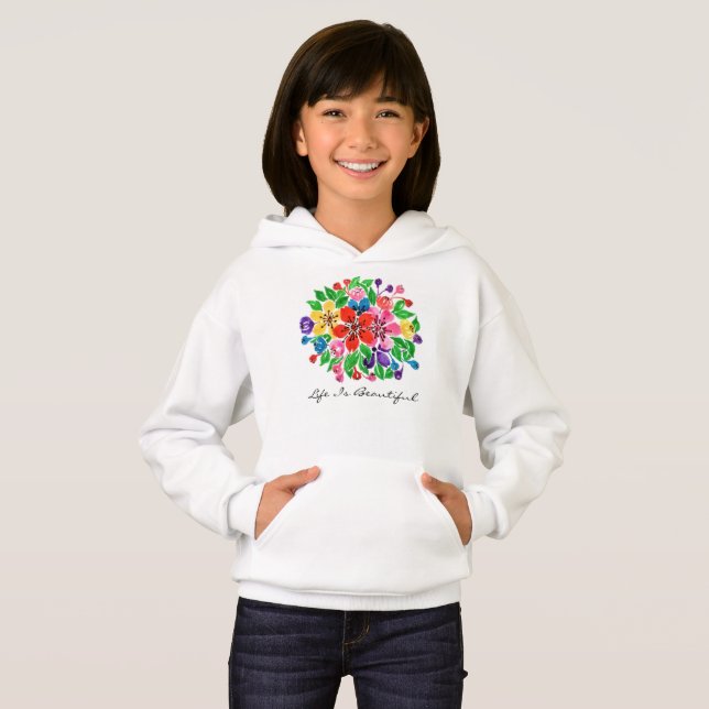 Vattenfärgsregnbågsblommor T-shirt (Hel framsida)