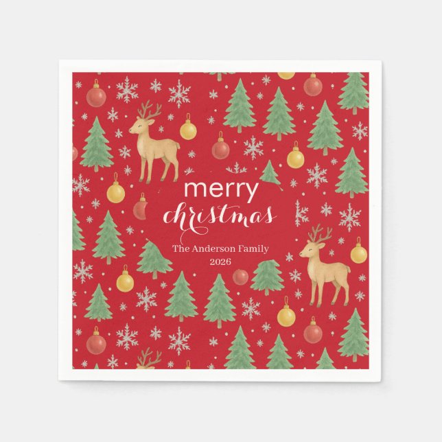 Vattenfärgsrener & Julgran - Pappersservett (Framsidan)