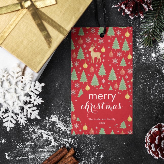 Vattenfärgsrener & Julgran - Presentetikett (Skapare uppladdad)