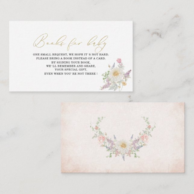 Vattenfärgsretro, blommor, babybabydusch tilläggskort (Fram/baksida)