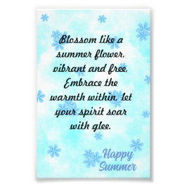 vattenfärgsretro blue blommigt handmålad fototryck