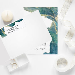 Vattenfärgsreturadressetikett för Aqua Return Returadress Etikett