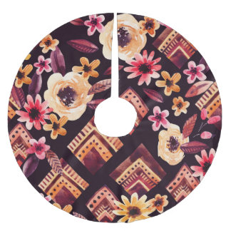 Vattenfärgsrhombus: blommigtens geometriska mönste julgransmatta borstad polyester