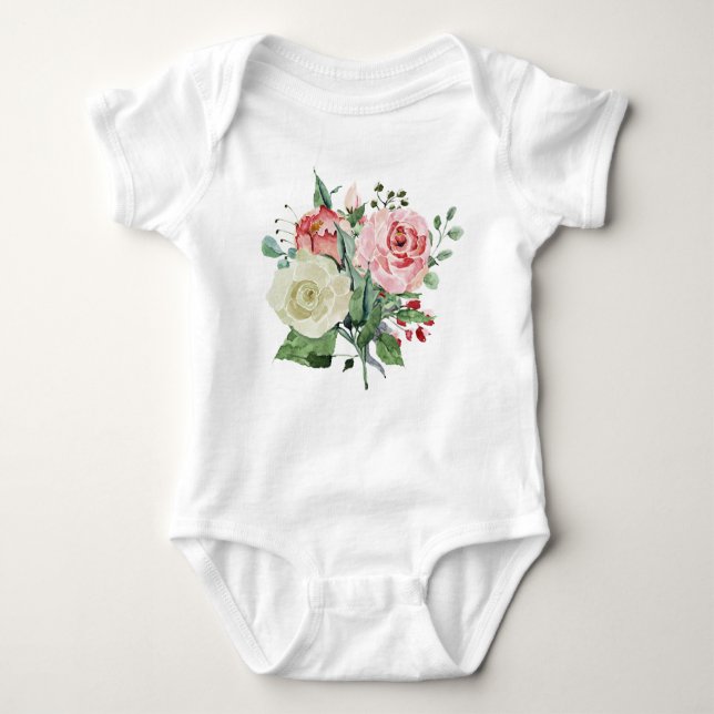 Vattenfärgsro, blommigt t shirt (Framsida)