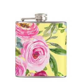 VattenfärgsRo i Rosa och Cream på Gult Fickplunta